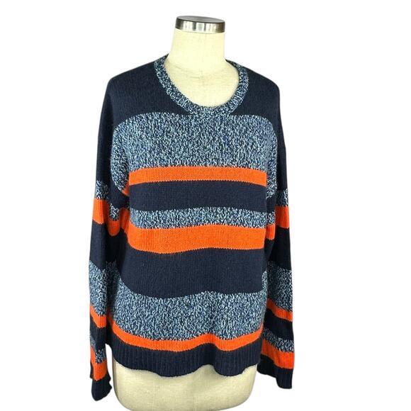 KULE Blue Orange Striped The Andre Sweater Cashmere Knit Women's Size Medium - Picture 2 of 12
